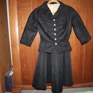 Vintage black women's suit with crystal buttons. Sz small. Benham of New York.